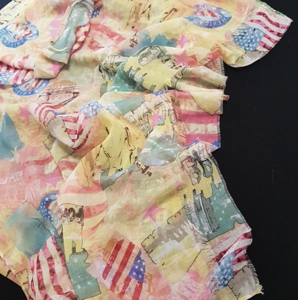 Romano Shawls American Flag Scarf: Statue of Liberty Shawl - Picture 4 of 7
